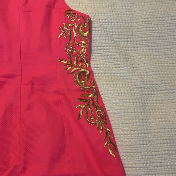Lilly Pulitzer pink and gold shift dress.  NWT. Absolutely gorgeous! - Picture 5 of 7